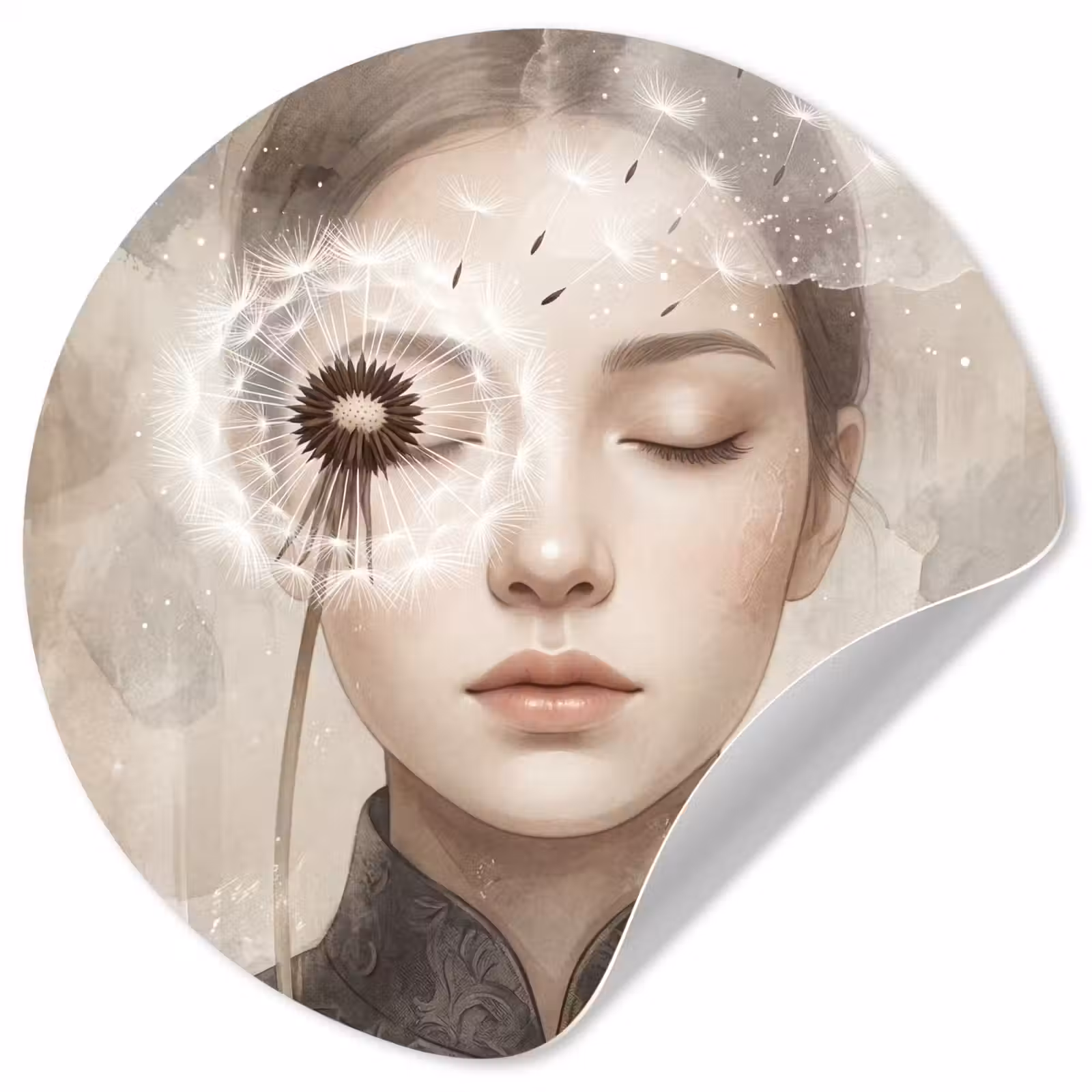 Behangcirkel - Vrouw - Sereen - Grijs — 1