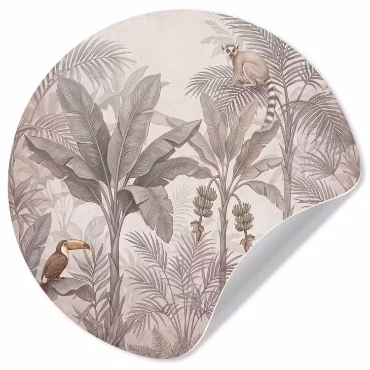 Behangcirkel - Natuur - Jungle - Ringstaartmaki - Bruin — 1
