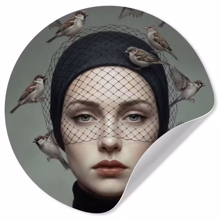 Behangcirkel - Portret - Vogels - Zwart — 1