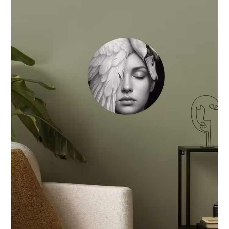 Behangcirkel - Portret - Zwaan - Zwart - Wit — 3