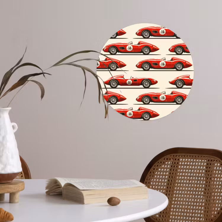 Behangcirkel - Raceauto - Retro - Rood — 4