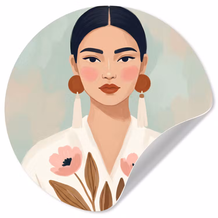 Behangcirkel - Vrouw - Kimono - Pastel — 1