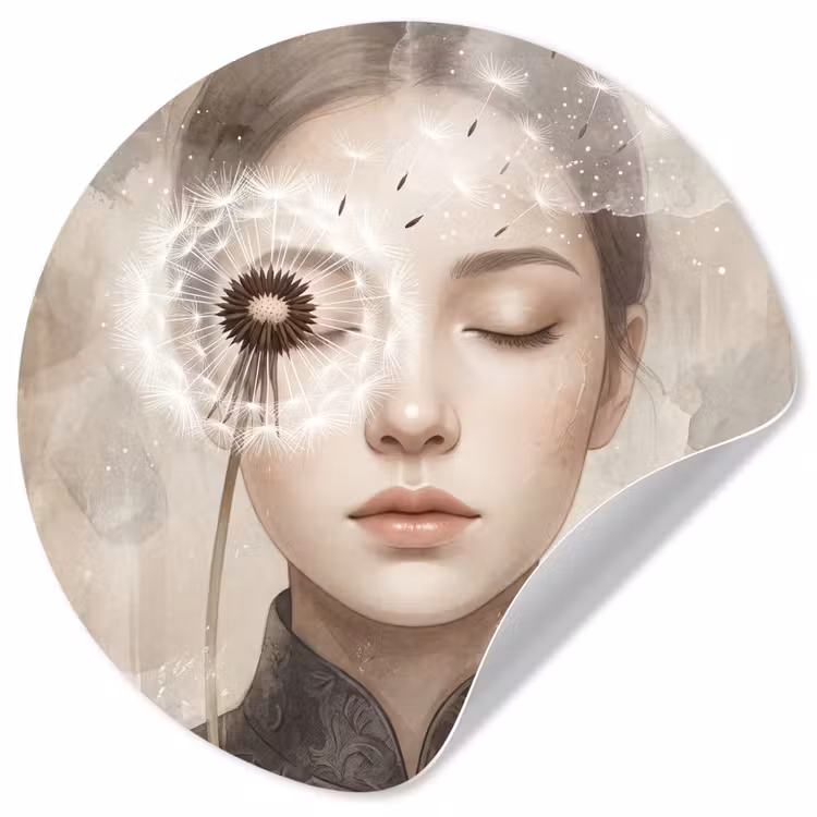 Behangcirkel - Vrouw - Sereen - Grijs — 1