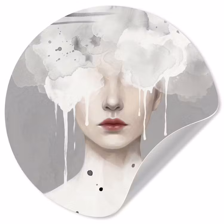 Behangcirkel - Vrouw - Wolk - Grijs — 1