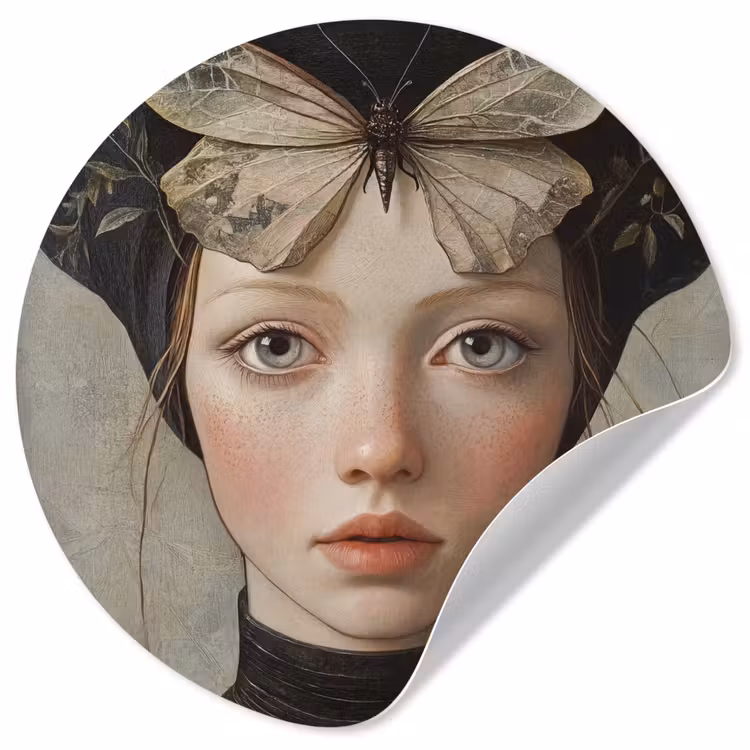 Behangcirkel - Woman - Butterfly - Art - Classic - Muted — 1