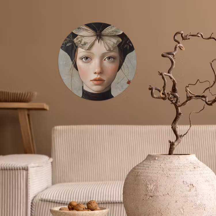 Behangcirkel - Woman - Butterfly - Art - Classic - Muted — 2