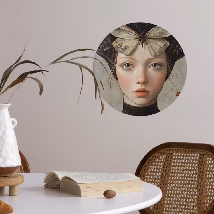 Behangcirkel - Woman - Butterfly - Art - Classic - Muted — 4