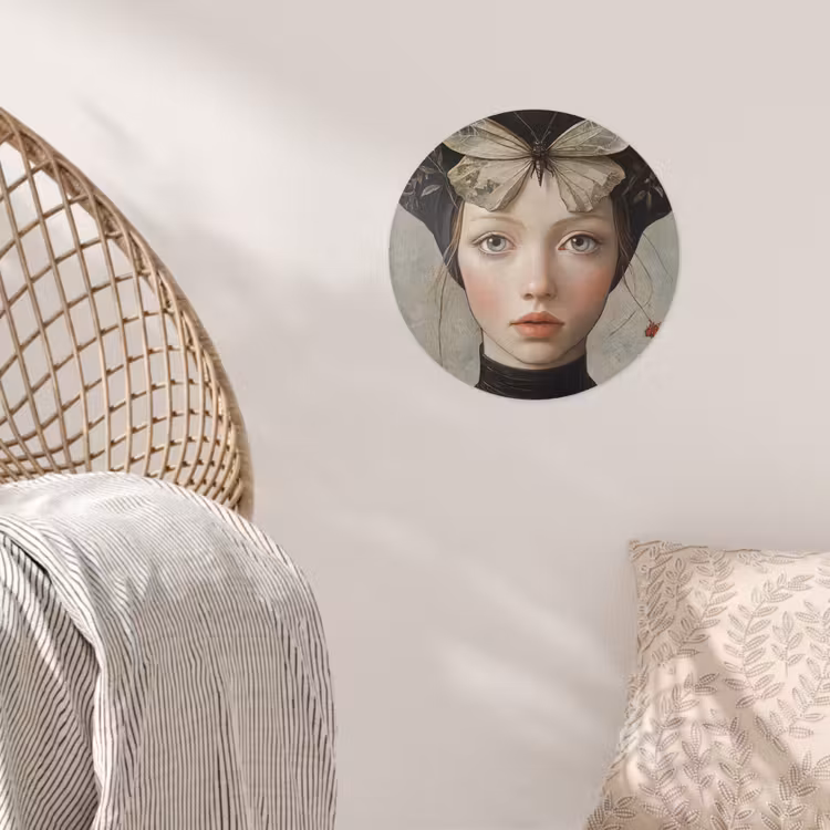 Behangcirkel - Woman - Butterfly - Art - Classic - Muted — 5