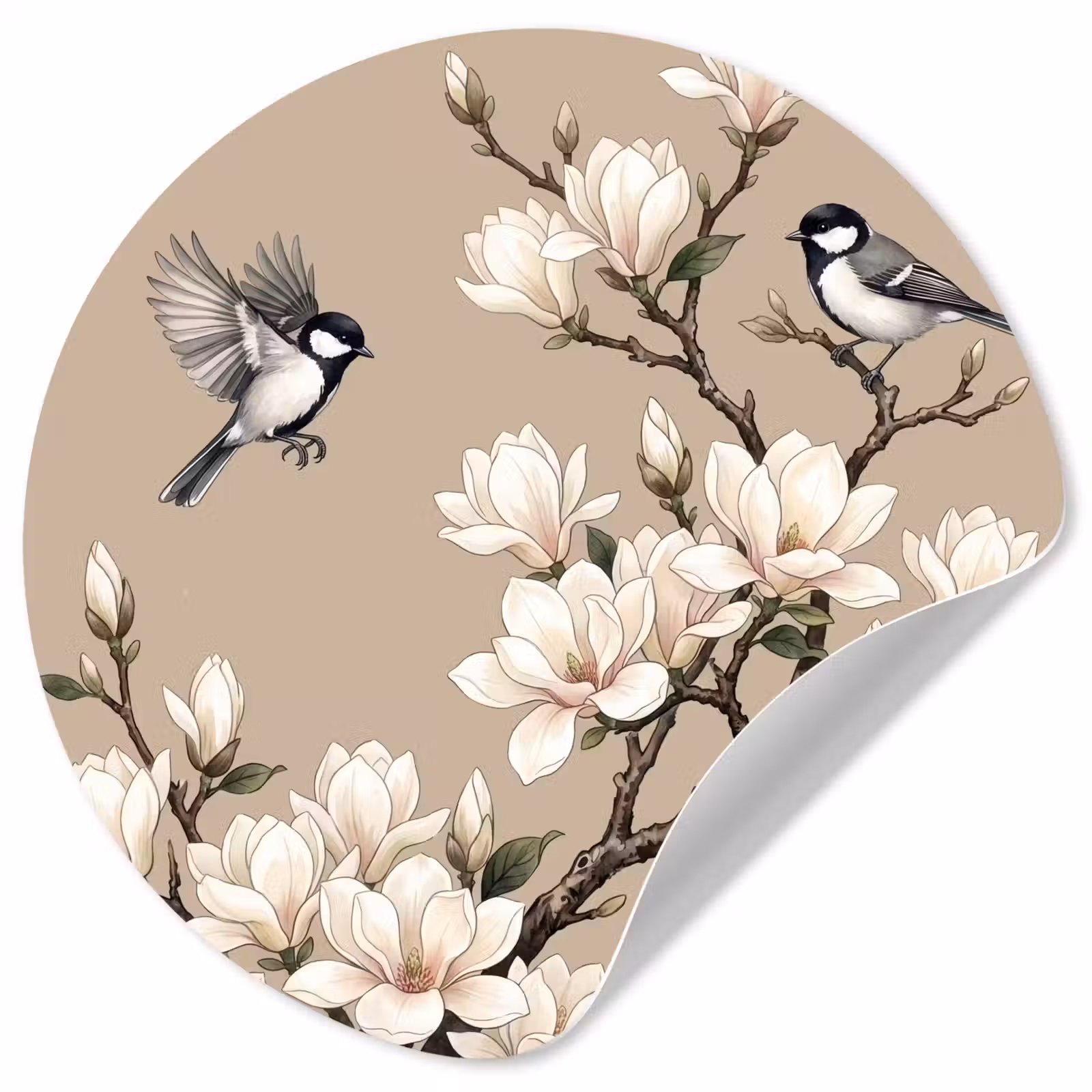 Behangcirkel - Oosters - Vogels - Beige — 1