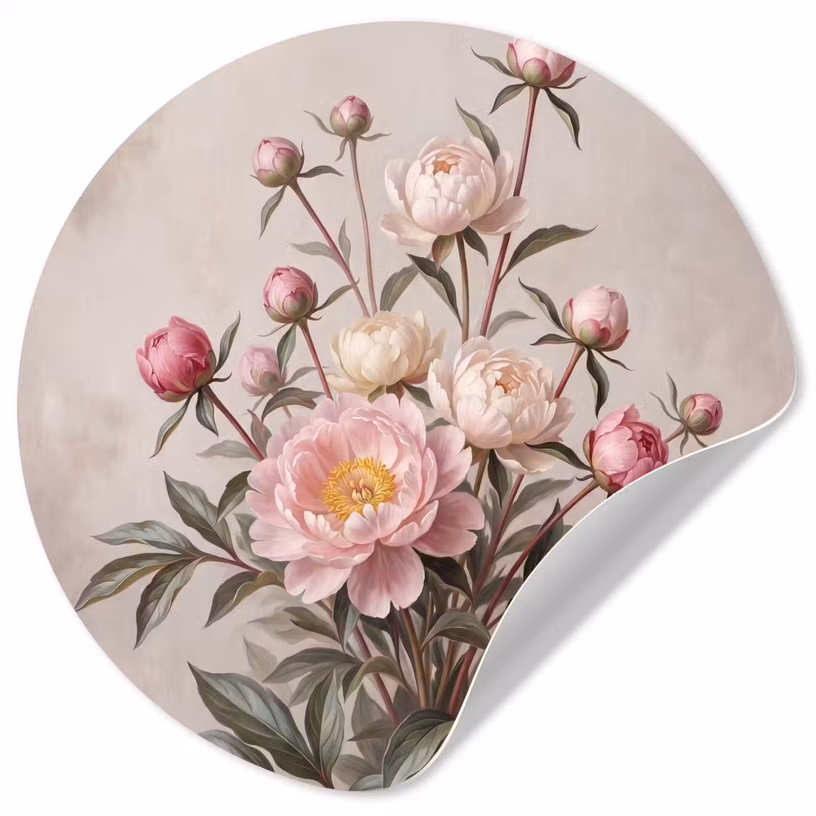 Behangcirkel - Pioenrozen - Boeket - Roze — 1