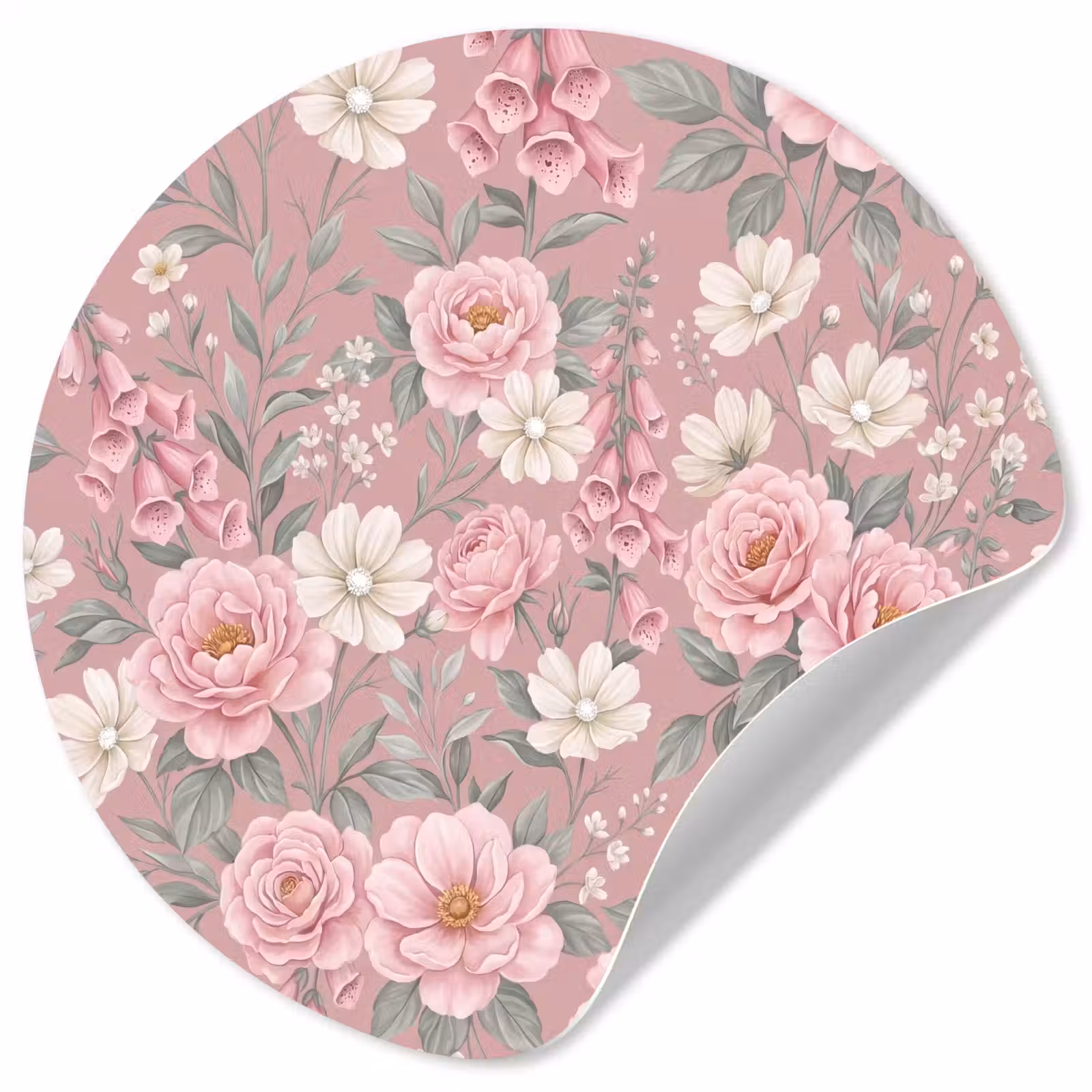 Behangcirkel - Pioenrozen - Vingerhoedskruid - Pink — 1