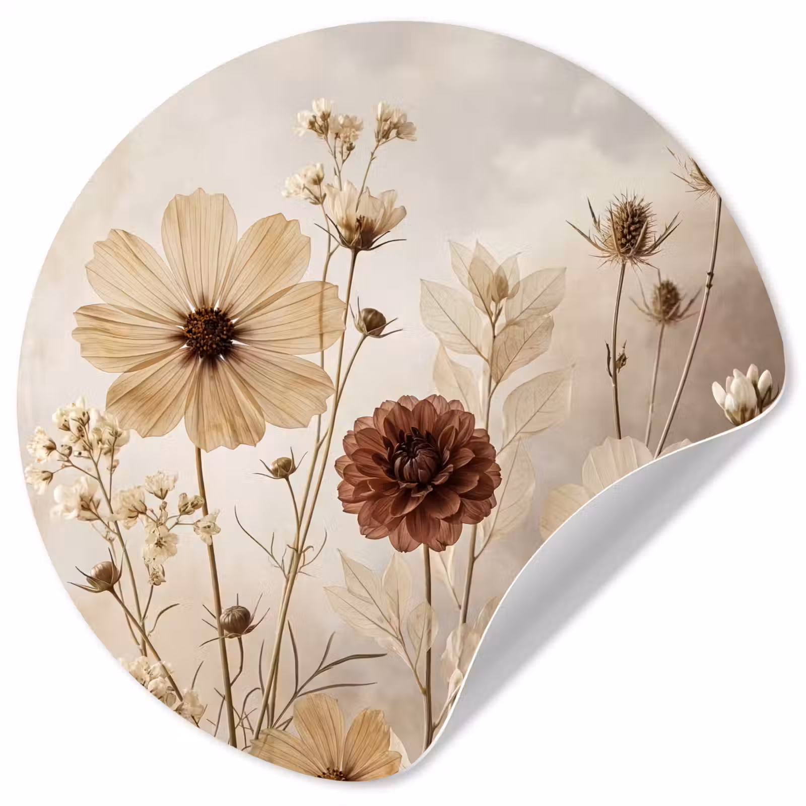 Behangcirkel - Wilde bloemen - Botanisch - Vintage - Natuur - Rustiek — 1