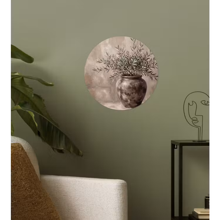 Behangcirkel - Olijfplant - Aardenpot - Abstract - Beige — 3