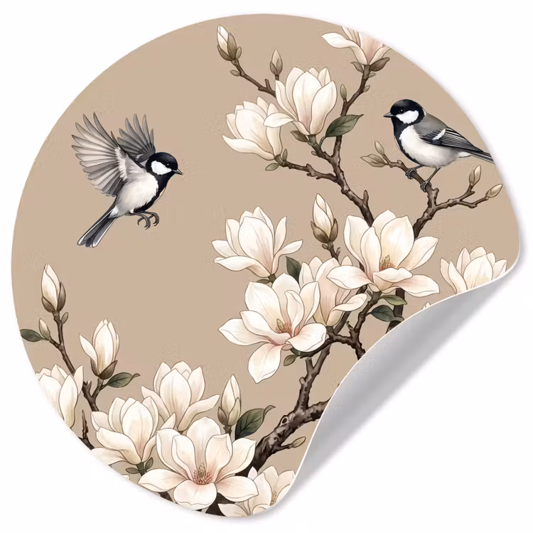 Behangcirkel - Oosters - Vogels - Beige — 1