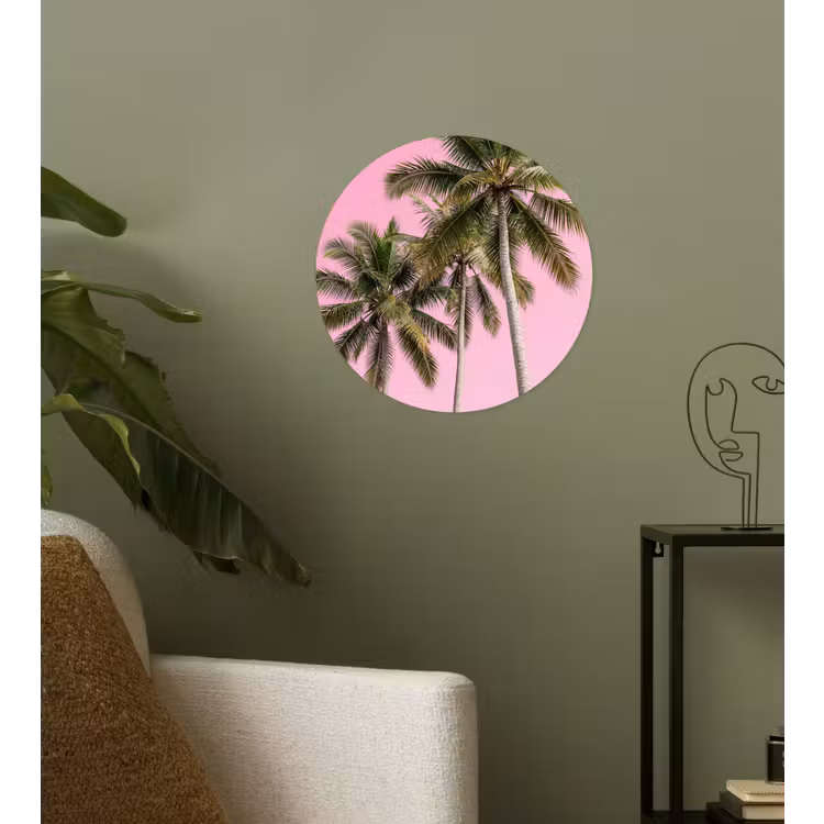 Behangcirkel - Palmboom - Tropisch - Pink — 3
