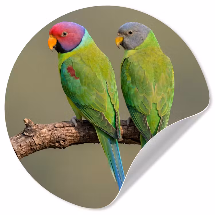 Behangcirkel - Papagaai - Tak - Natuur - Kleurrijk — 1