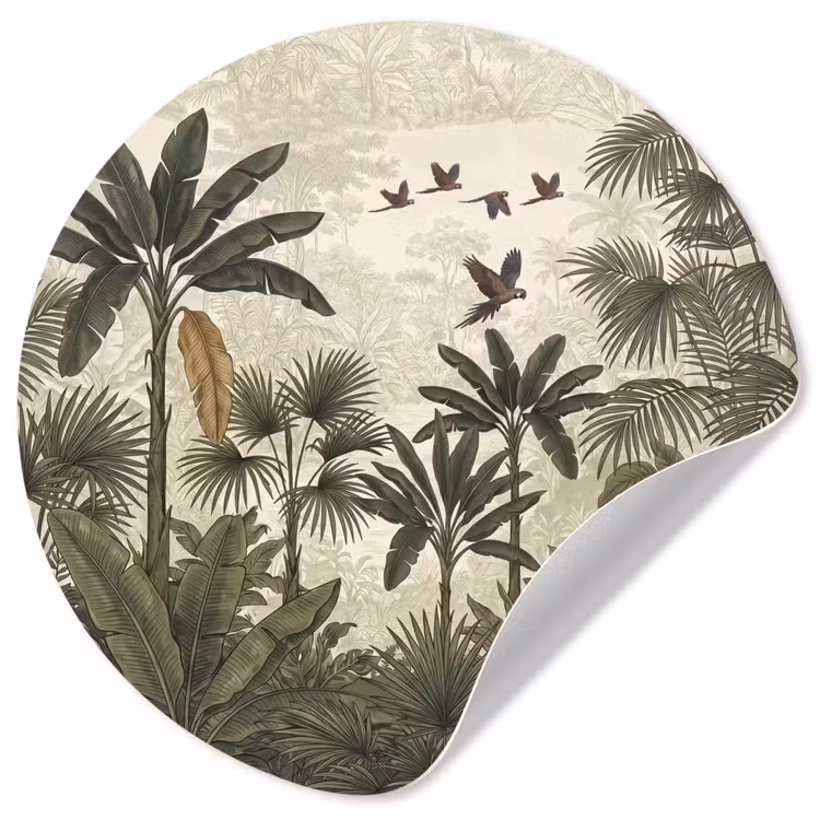 Behangcirkel - Papagaaien - Jungle - Tropisch - Green — 1