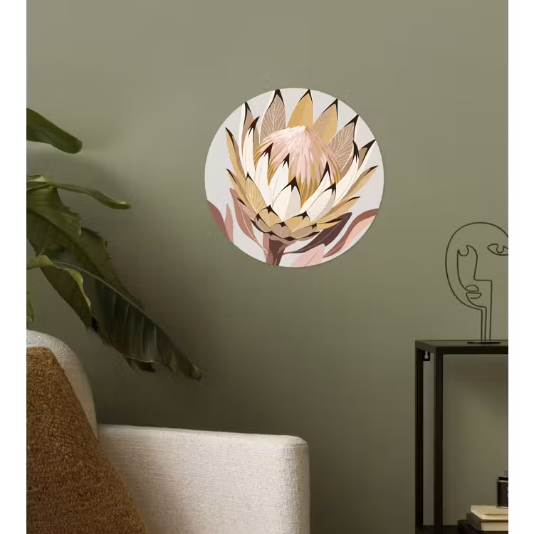 Behangcirkel - Protea - Bloem - Botanisch - Beige — 3