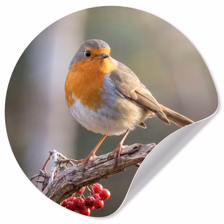 Behangcirkel - Roodborst - Tak - Bessen - Natuur — 1