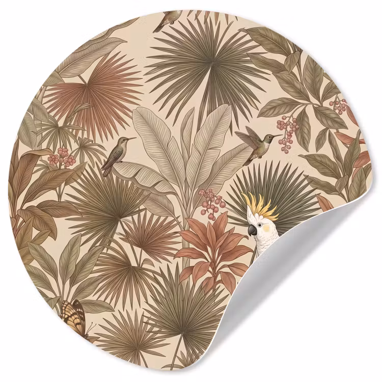 Behangcirkel - Tropisch - Vogels - Beige — 1