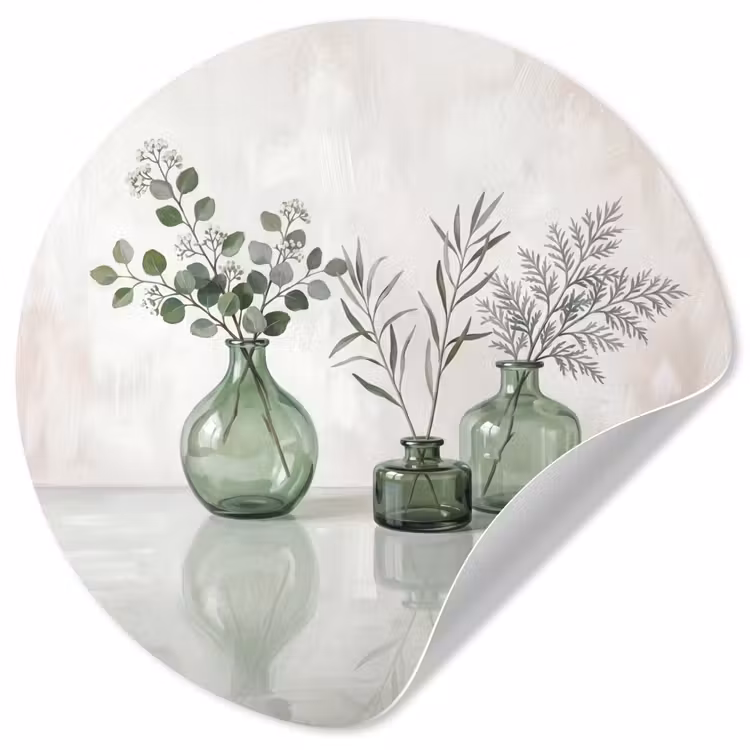 Behangcirkel - Vazen - Bladeren - Groen — 1