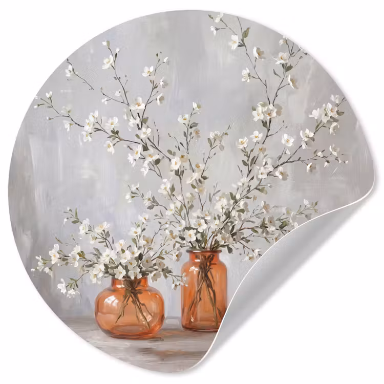 Behangcirkel - Vazen - Bloemen - Oranje — 1