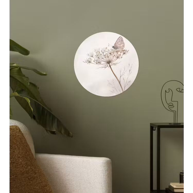 Behangcirkel - Vlinder - Bloem -Natuur - Beige — 3