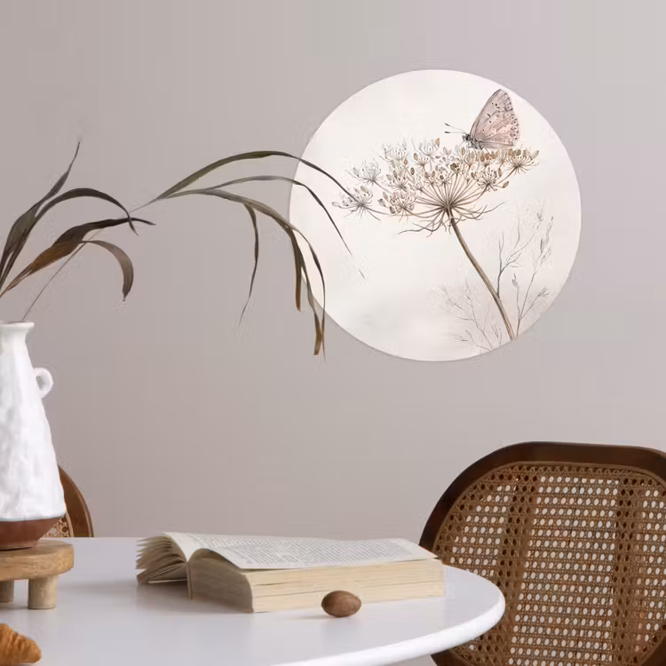 Behangcirkel - Vlinder - Bloem -Natuur - Beige — 4
