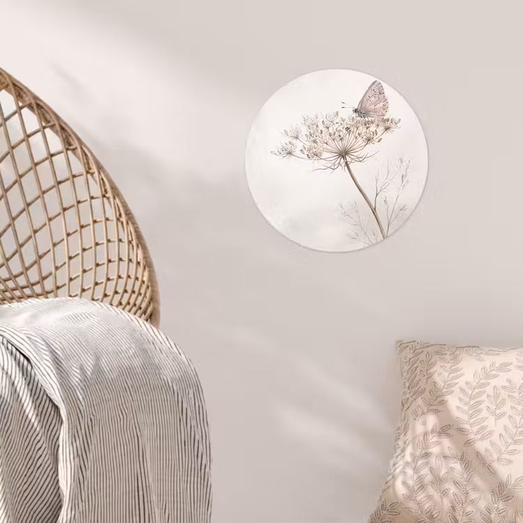 Behangcirkel - Vlinder - Bloem -Natuur - Beige — 5