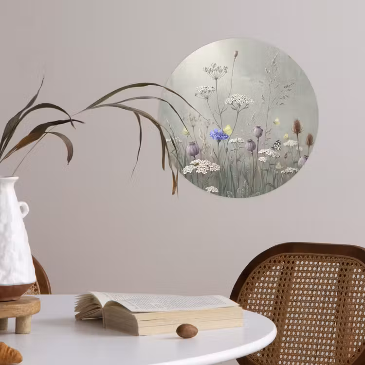 Behangcirkel - Vlinders - Wildbloemen - Illustratie - Kleurrijk — 4