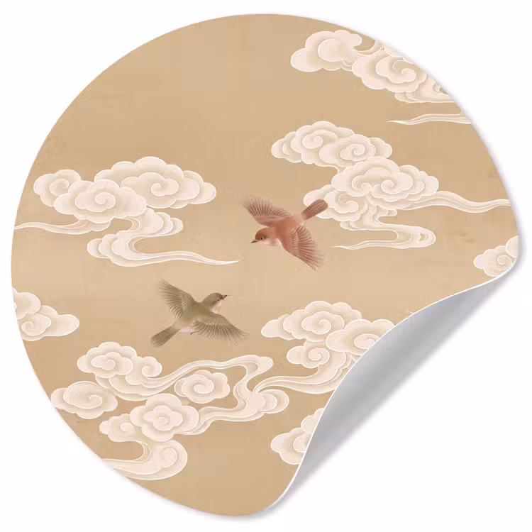 Behangcirkel - Vogels - Vliegen - Beige — 1
