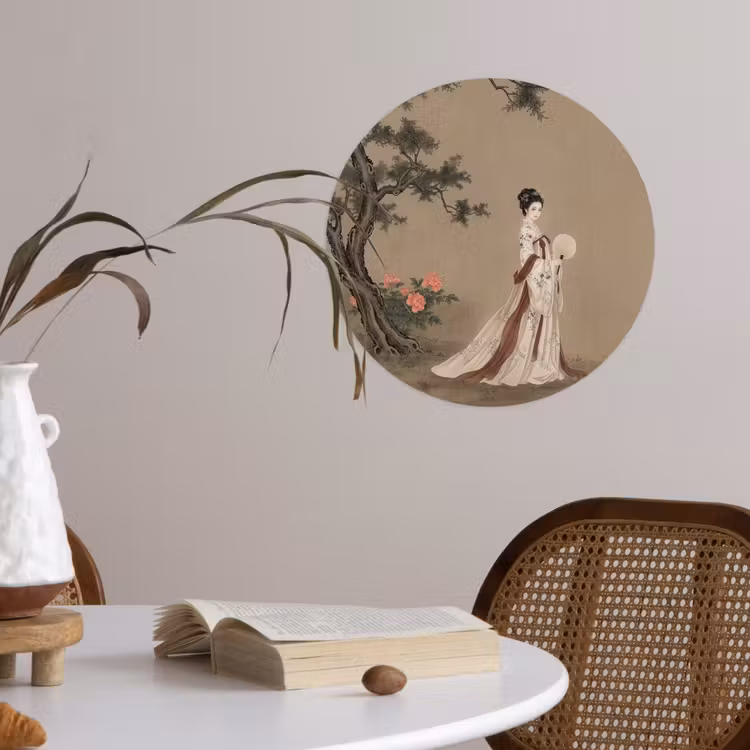 Behangcirkel - Vrouw - Azië - Kunst - Beige — 4