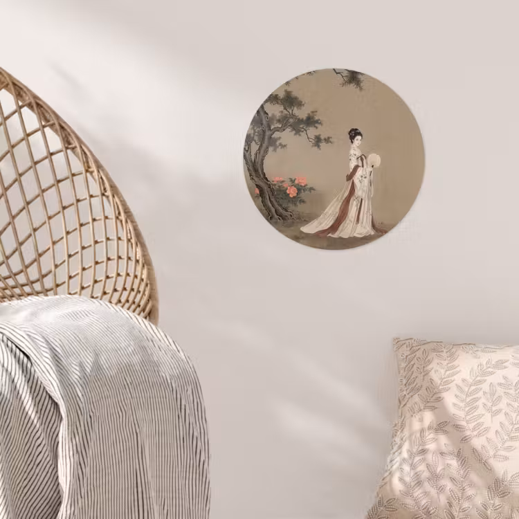 Behangcirkel - Vrouw - Azië - Kunst - Beige — 5