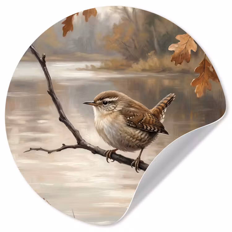 Behangcirkel - Winterkoninkje - Tak - Rivier - Natuur - Sfeervol — 1