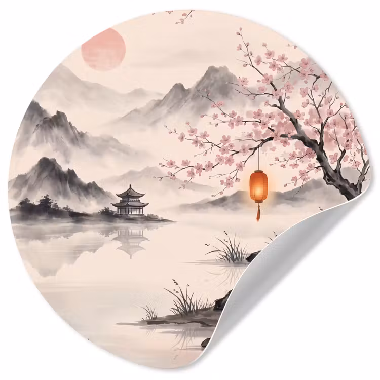 Behangcirkel - Zon - Japans - Traditioneel — 1