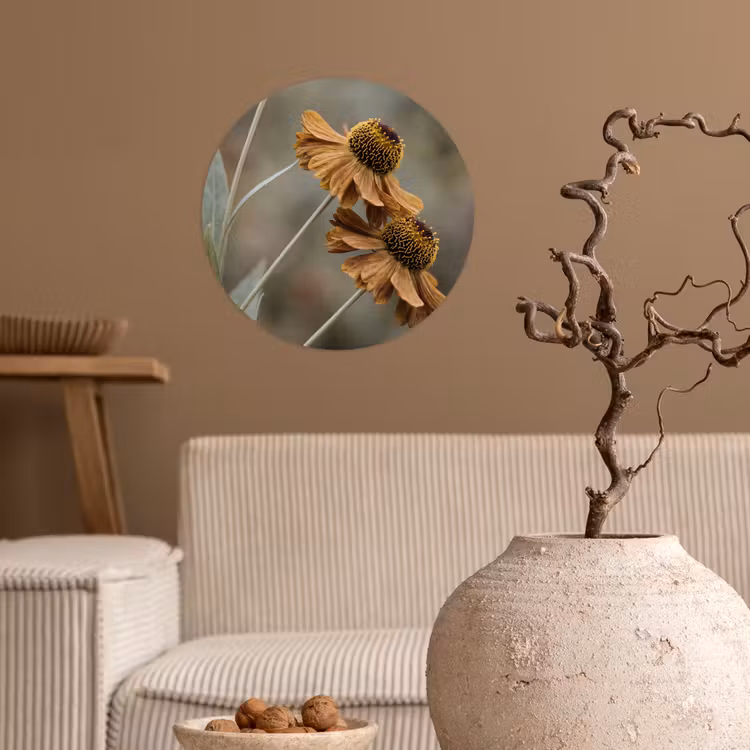 Behangcirkel - Zonnehoed - Droogbloemen - Geel - Warm — 2