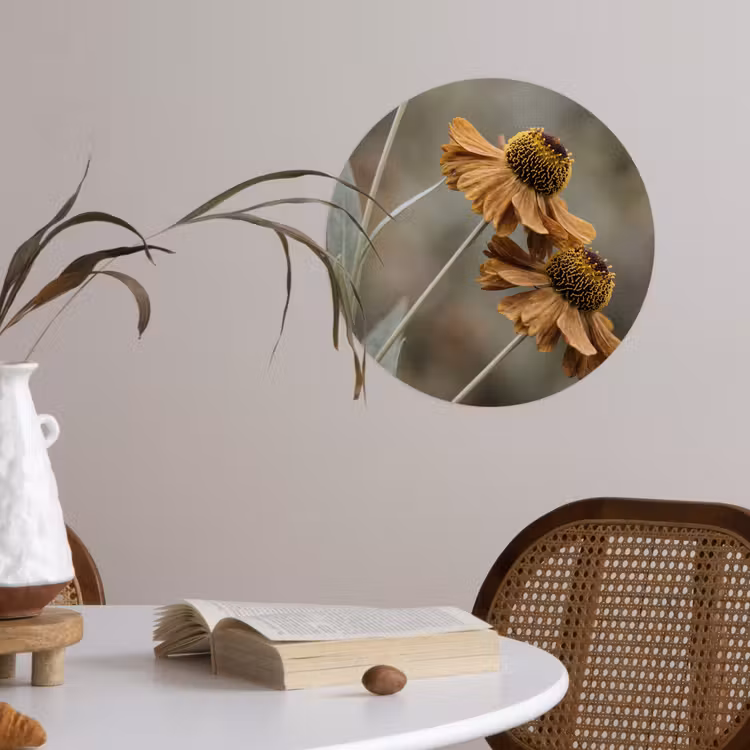 Behangcirkel - Zonnehoed - Droogbloemen - Geel - Warm — 4