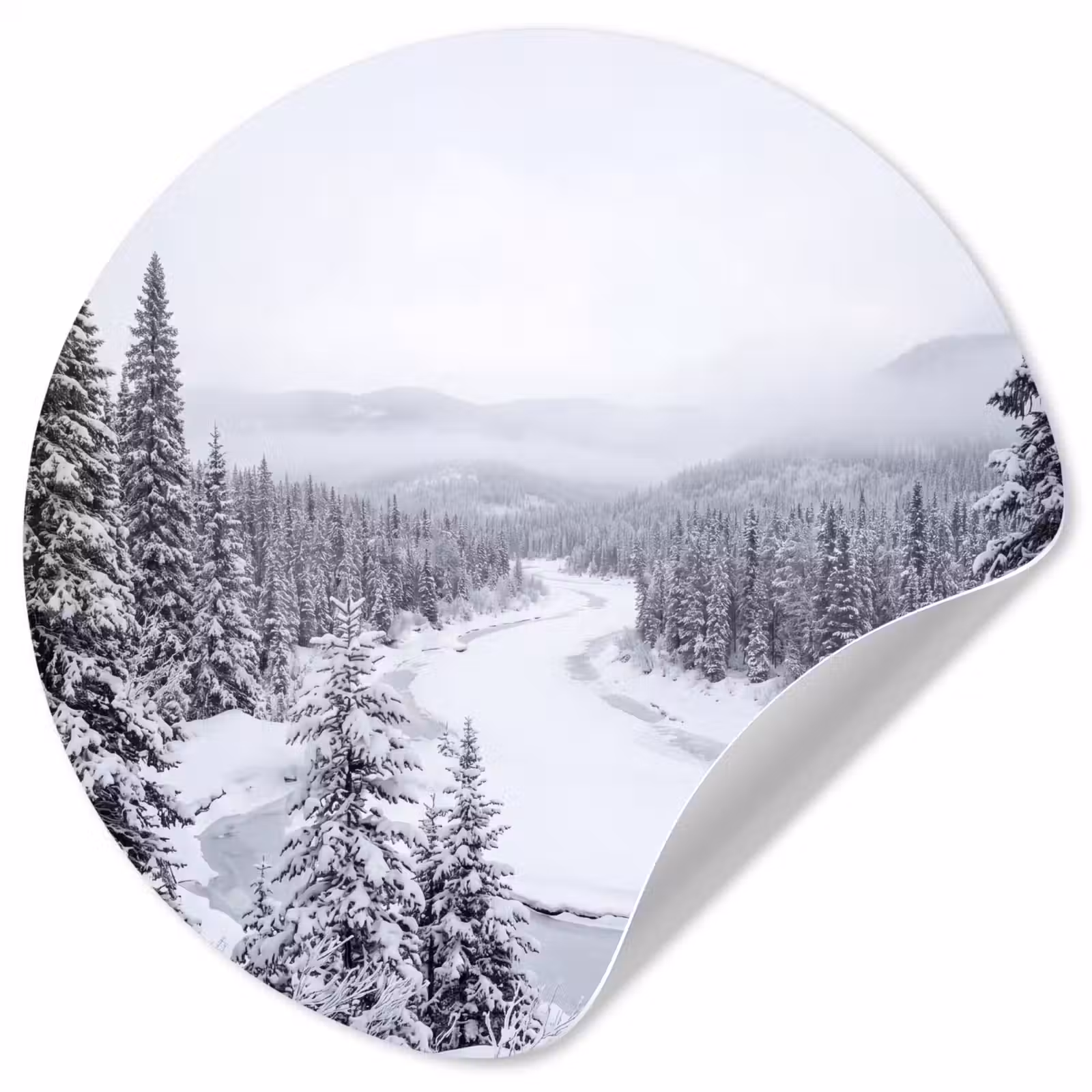 Behangcirkel - Rivier - Bevroren - Landschap - Winter — 1