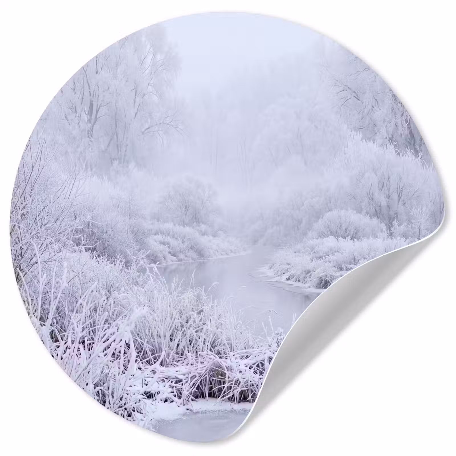 Behangcirkel - Rivier - Sneeuw - Bos - Winter - Schilderachtig — 1