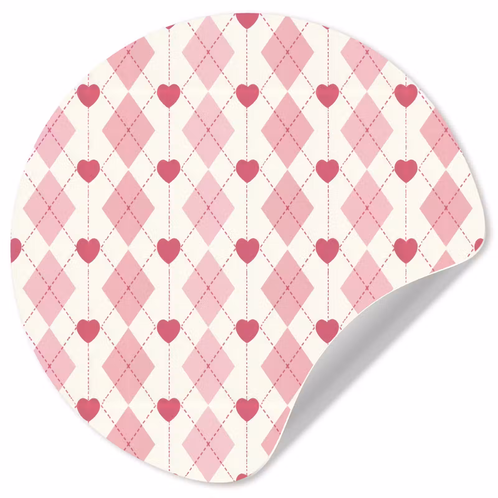 Behangcirkel - Ruiten - Klassiek - Roze - Wit — 1