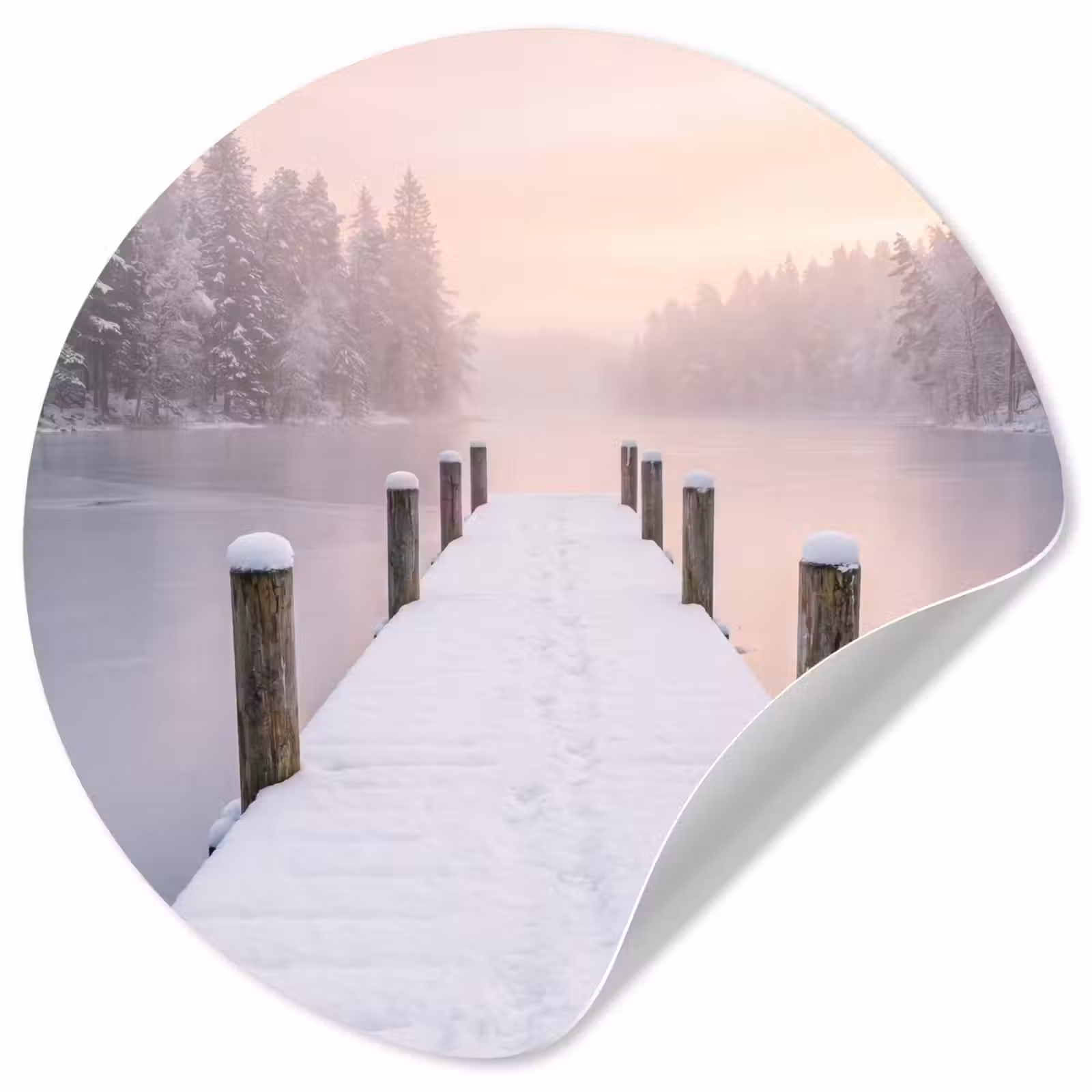 Behangcirkel - Steiger - Meer - Mist - Winter - Serene — 1