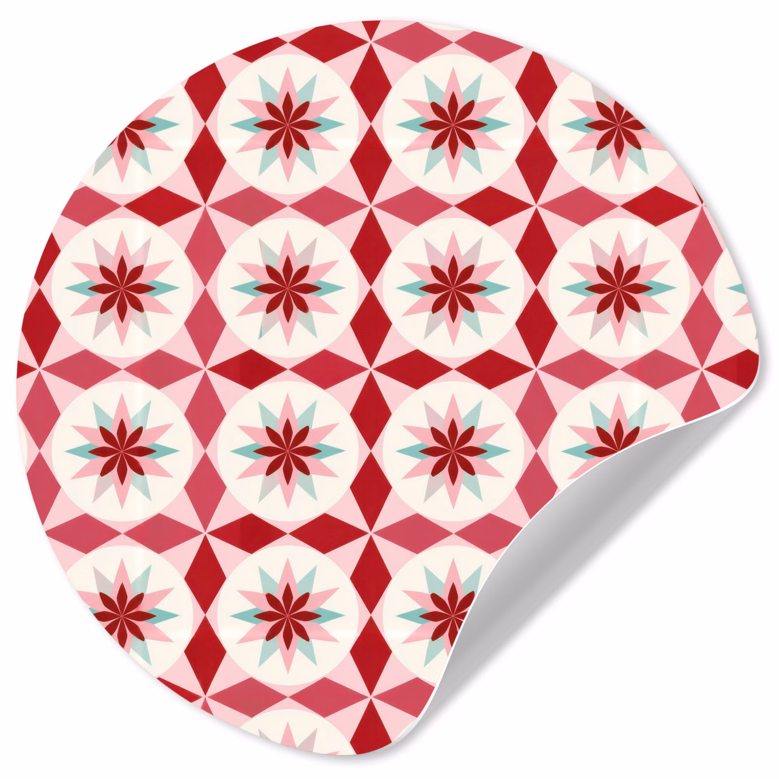 Behangcirkel - Tegelpatroon - Sterren - Retro - Roze - Mintgroen — 1