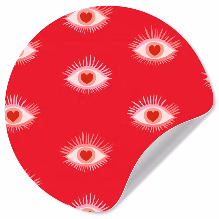 Behangcirkel - Ogen - Hart - Abstract - Rood - Roze — 1