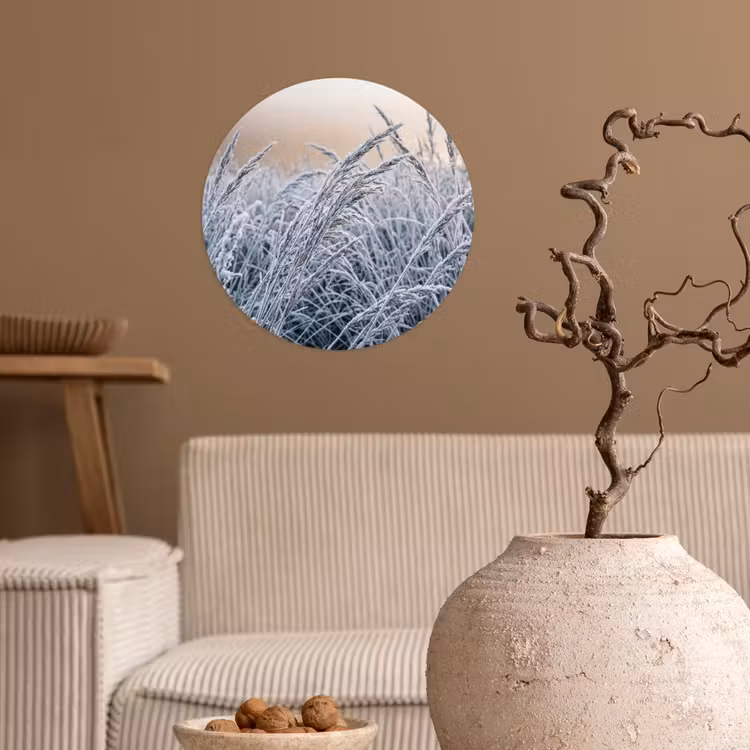 Behangcirkel - Rijp - Gras - Kristallen - Winter - Minimalistisch — 2