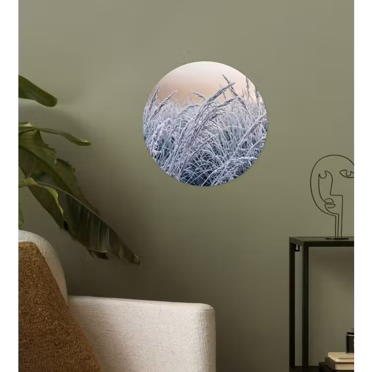 Behangcirkel - Rijp - Gras - Kristallen - Winter - Minimalistisch — 3