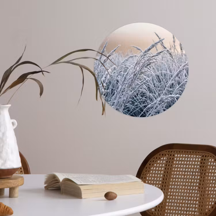 Behangcirkel - Rijp - Gras - Kristallen - Winter - Minimalistisch — 4