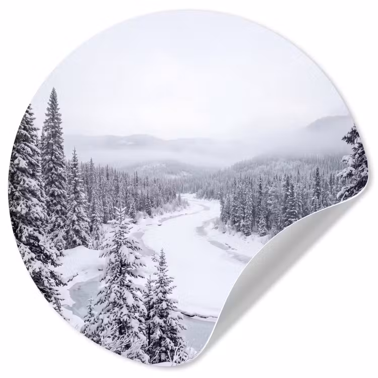 Behangcirkel - Rivier - Bevroren - Landschap - Winter — 1