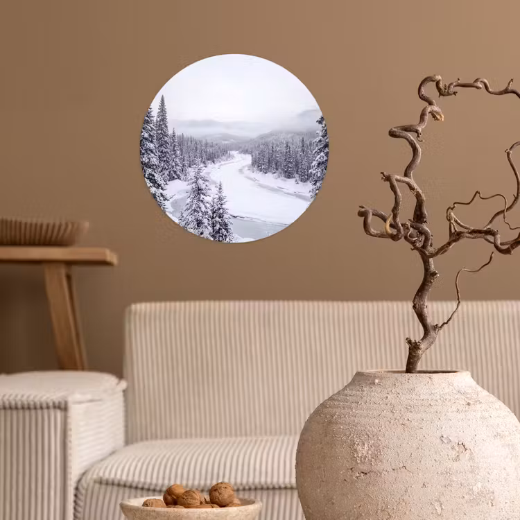 Behangcirkel - Rivier - Bevroren - Landschap - Winter — 2