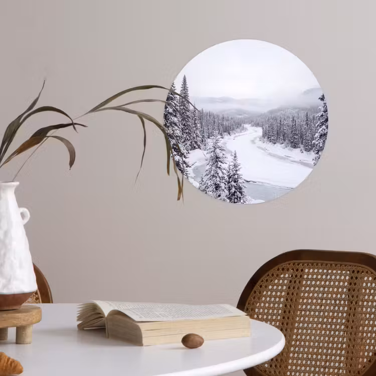 Behangcirkel - Rivier - Bevroren - Landschap - Winter — 4