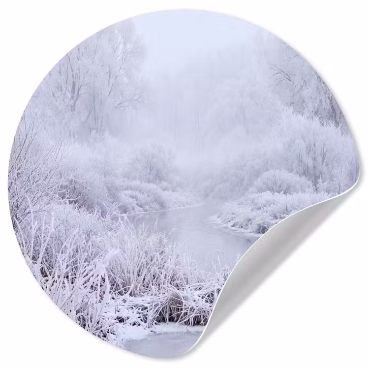 Behangcirkel - Rivier - Sneeuw - Bos - Winter - Schilderachtig — 1